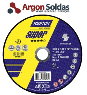 DISCO CORTE NORTON AR 312 10 X 1/8 X 5/8 FERRO