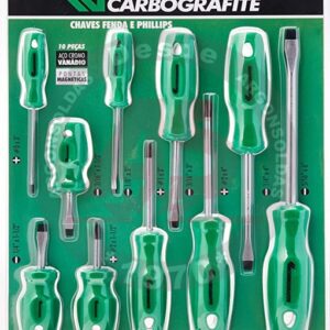 CHAVE FENDA/PHILLIPS 10PECAS CARBOGRAFITE