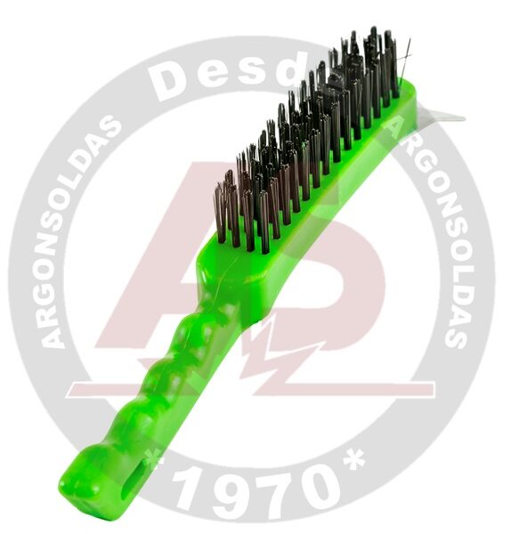 ESCOVA MANUAL CABO PLASTICO ACO CARBONO 4 FILEIRAS COM RASPADOR