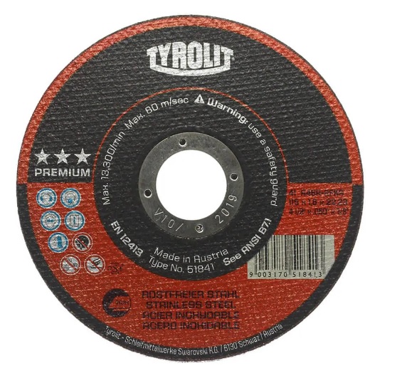 DISCO CORTE 41F 115X1,0X22,23 A60RBFP TYROLIT PREMIUM