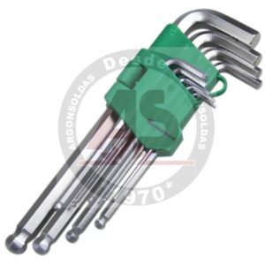KIT 9 CHAVES HEXAGONAL ABAULADA LONGA CARBOGRAFITE