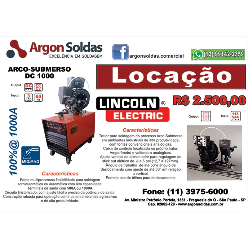 fonte arco submerso lincoln dc 1000 220 380 440v 3