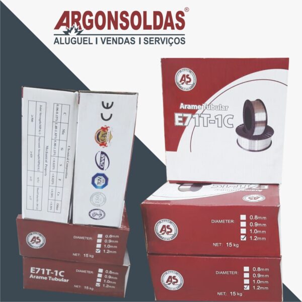 ARAME TUBULAR AWS A5.20 E71T-1C ARGONSOLDAS 0,8MM 1KG